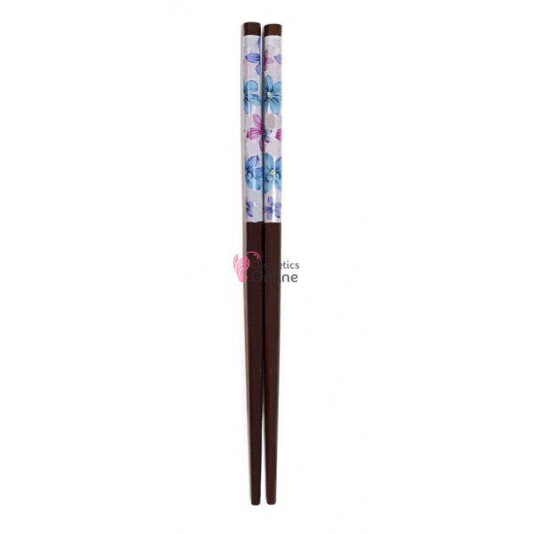 Bete chinezesti din bambus pentru par, set 2 bucati BBS002BB Maro cu floricele